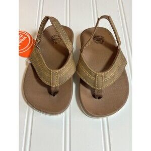 Wonder Nation Boys Comfort Brown Flip Flop with strap Size 5/6 NWT